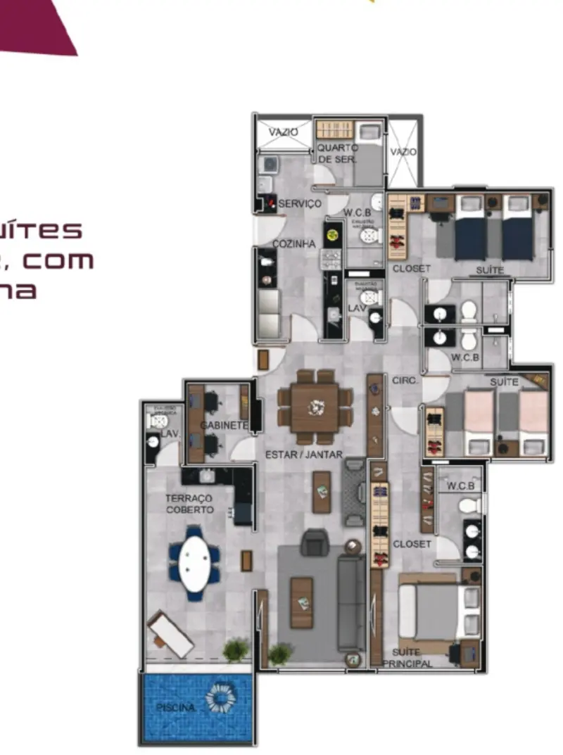 Planta da cobertura de 156,06 m²