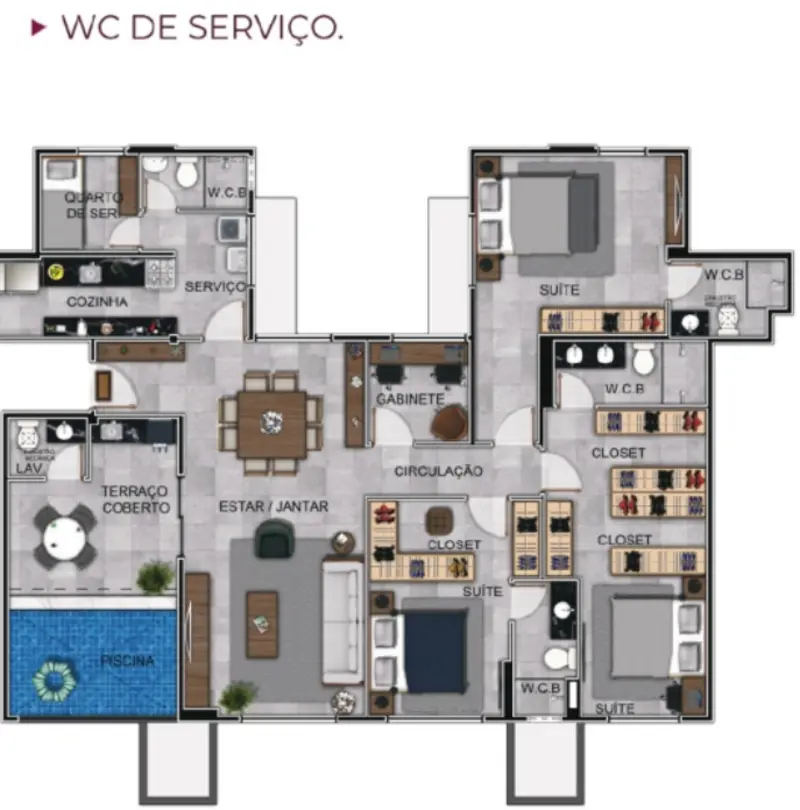 Planta da cobertura de 163,37 m²